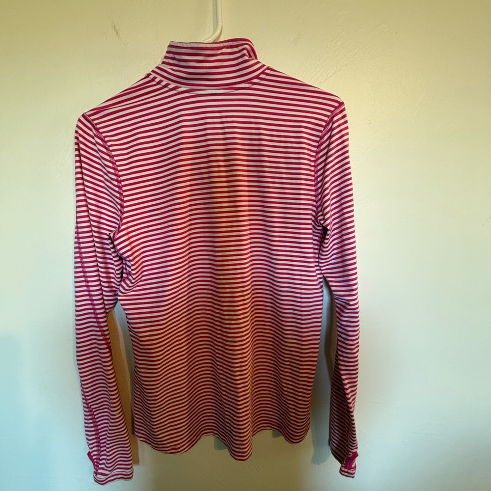 Nike Pink and White Striped Dri-Fit Top-Medium
